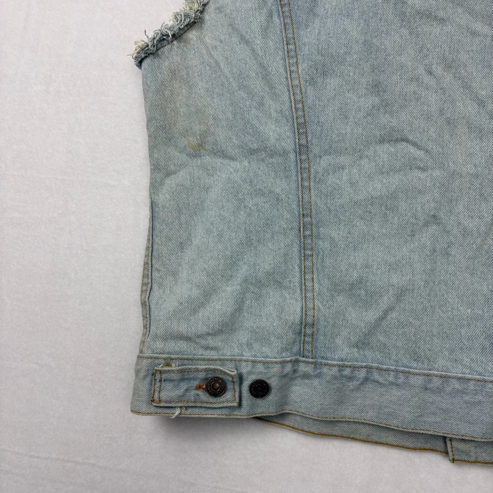 Vintage Levis 70506 Denim Trucker Vest Mens XL Light Wash Cut Off distressed
